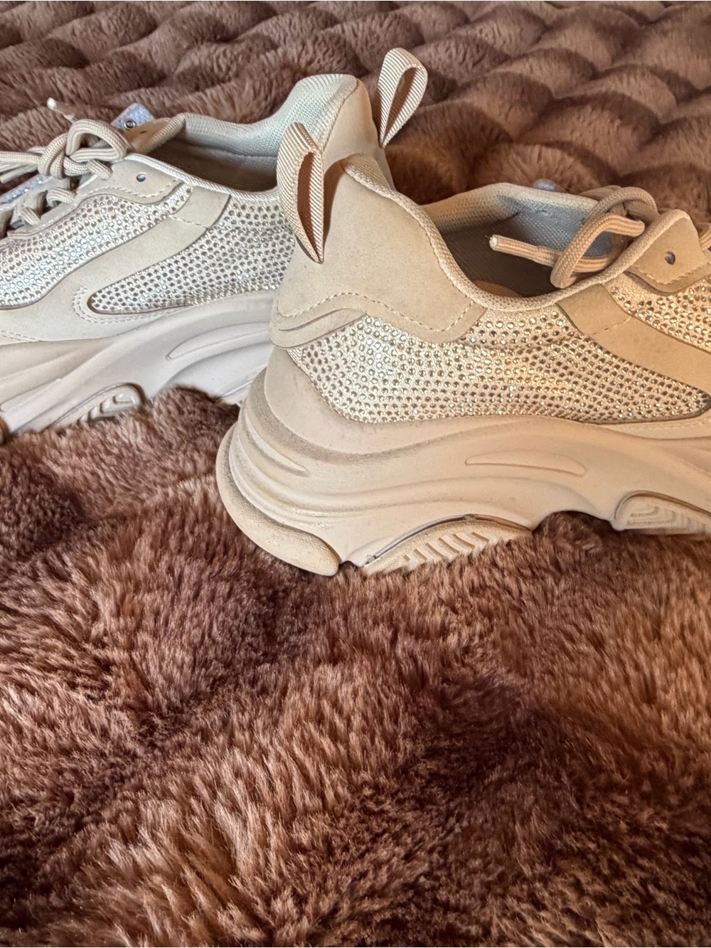 Steve Madden Women's Rose Gold Embellished Chunky Sneaker - Picture 2 of 3